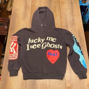 Lucky Me I See Ghosts 'Feel' Graphic Hoodie - Black with Red & Blue Accents